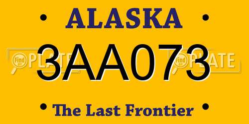 3AA073 Alaska License Plate