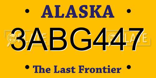 3ABG447 Alaska License Plate