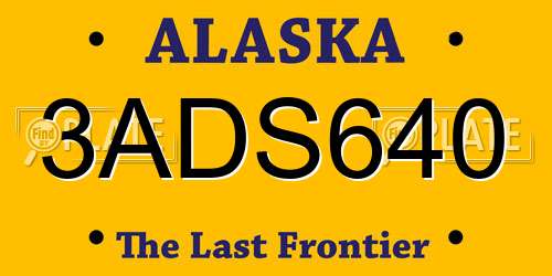 3ADS640 Alaska License Plate