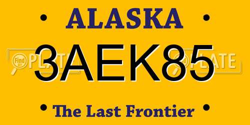 3AEK85 Alaska License Plate