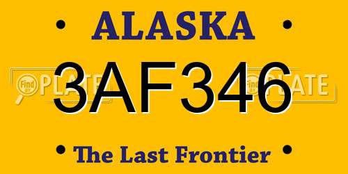 3AF346 Alaska License Plate