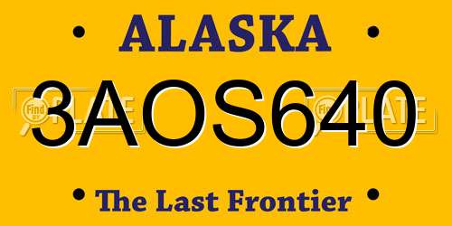 3AOS640 Alaska License Plate