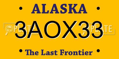 3AOX33 Alaska License Plate