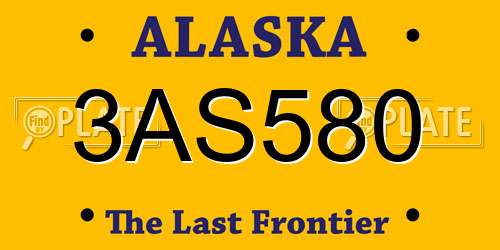 3AS580 Alaska License Plate