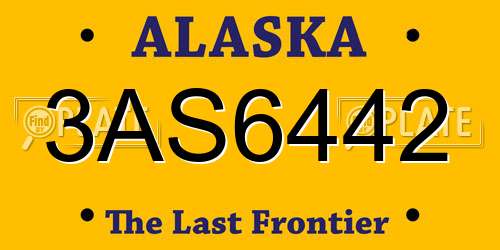 3AS6442 Alaska License Plate