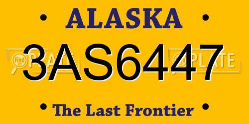 3AS6447 Alaska License Plate