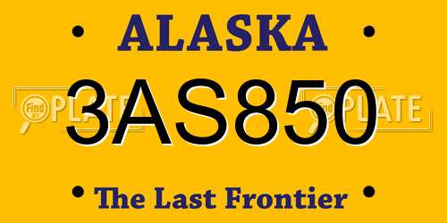 3AS850 Alaska License Plate