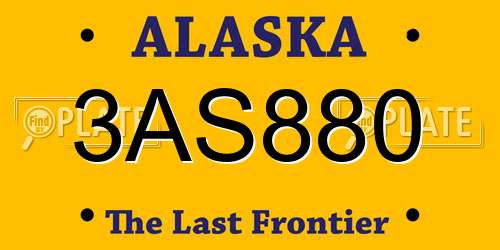 3AS880 Alaska License Plate