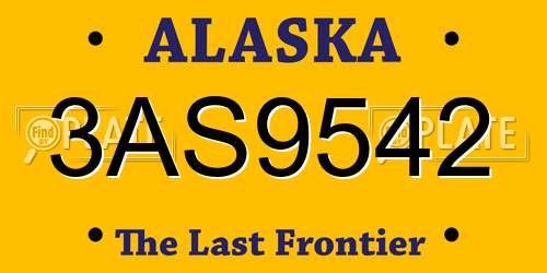 3AS9542 Alaska License Plate