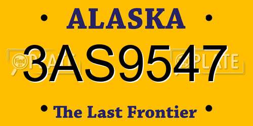 3AS9547 Alaska License Plate