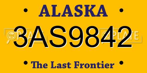 3AS9842 Alaska License Plate