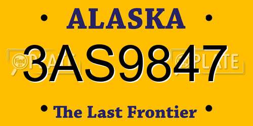 3AS9847 Alaska License Plate