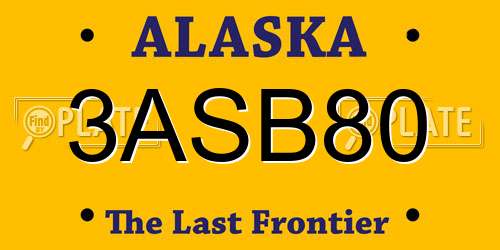 3ASB80 Alaska License Plate
