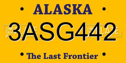 3ASG442 Alaska License Plate