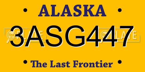 3ASG447 Alaska License Plate