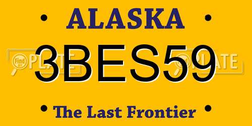 3BES59 Alaska License Plate