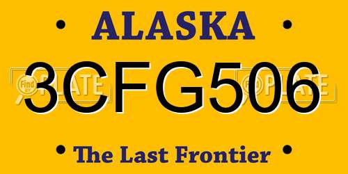 3CFG506 Alaska License Plate