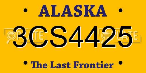 3CS4425 Alaska License Plate