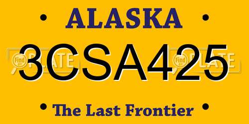 3CSA425 Alaska License Plate