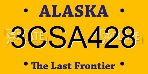 3CSA428 Alaska License Plate