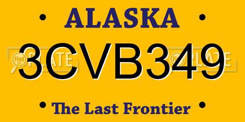 3CVB349 Alaska License Plate