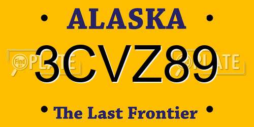 3CVZ89 Alaska License Plate