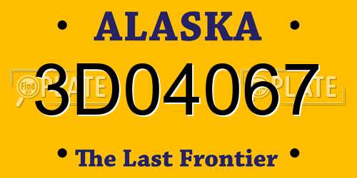 3D04067 Alaska License Plate
