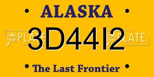 3D44I2 Alaska License Plate