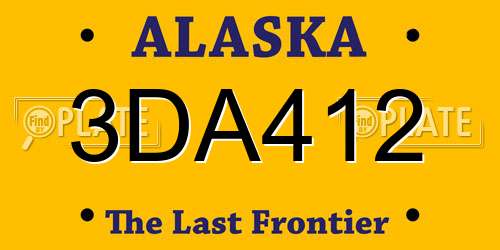 3DA412 Alaska License Plate