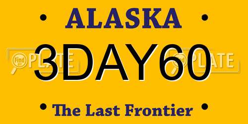 3DAY60 Alaska License Plate