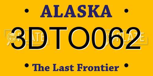 3DTO062 Alaska License Plate