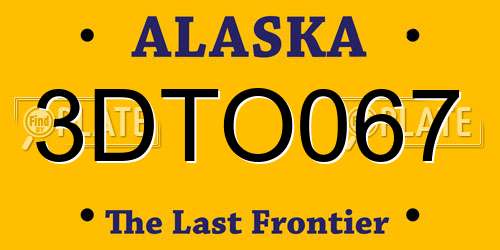 3DTO067 Alaska License Plate