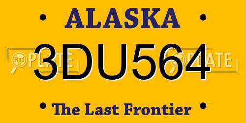 3DU564 Alaska License Plate