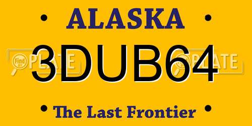3DUB64 Alaska License Plate