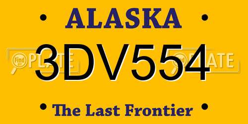 3DV554 Alaska License Plate