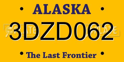 3DZD062 Alaska License Plate