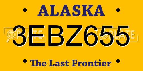 3EBZ655 Alaska License Plate