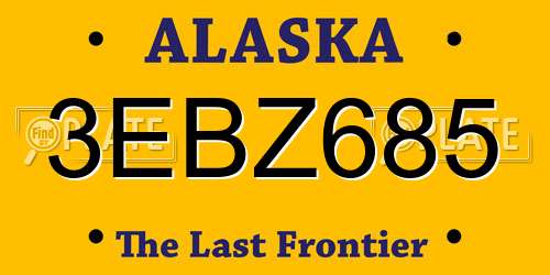 3EBZ685 Alaska License Plate