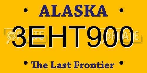 3EHT900 Alaska License Plate