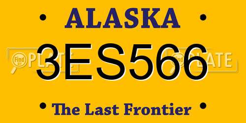 3ES566 Alaska License Plate