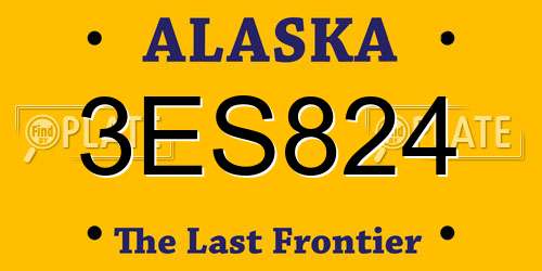 3ES824 Alaska License Plate