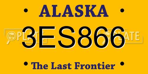 3ES866 Alaska License Plate