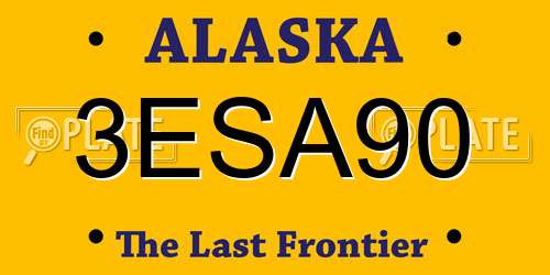 3ESA90 Alaska License Plate