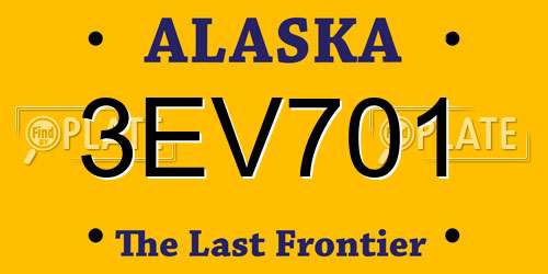 3EV701 Alaska License Plate