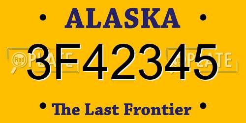 3F42345 Alaska License Plate
