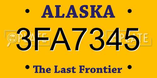 3FA7345 Alaska License Plate
