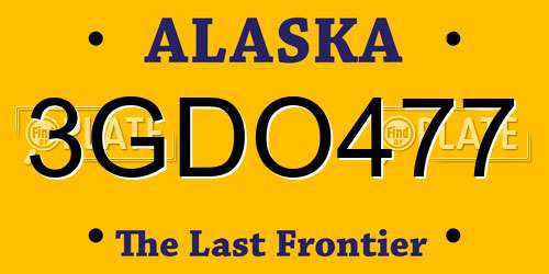 3GDO477 Alaska License Plate