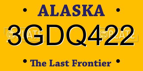 3GDQ422 Alaska License Plate