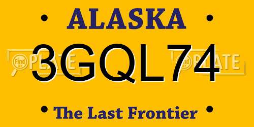 3GQL74 Alaska License Plate