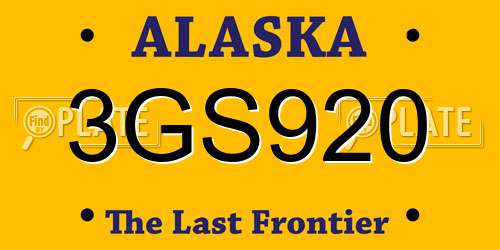 3GS920 Alaska License Plate